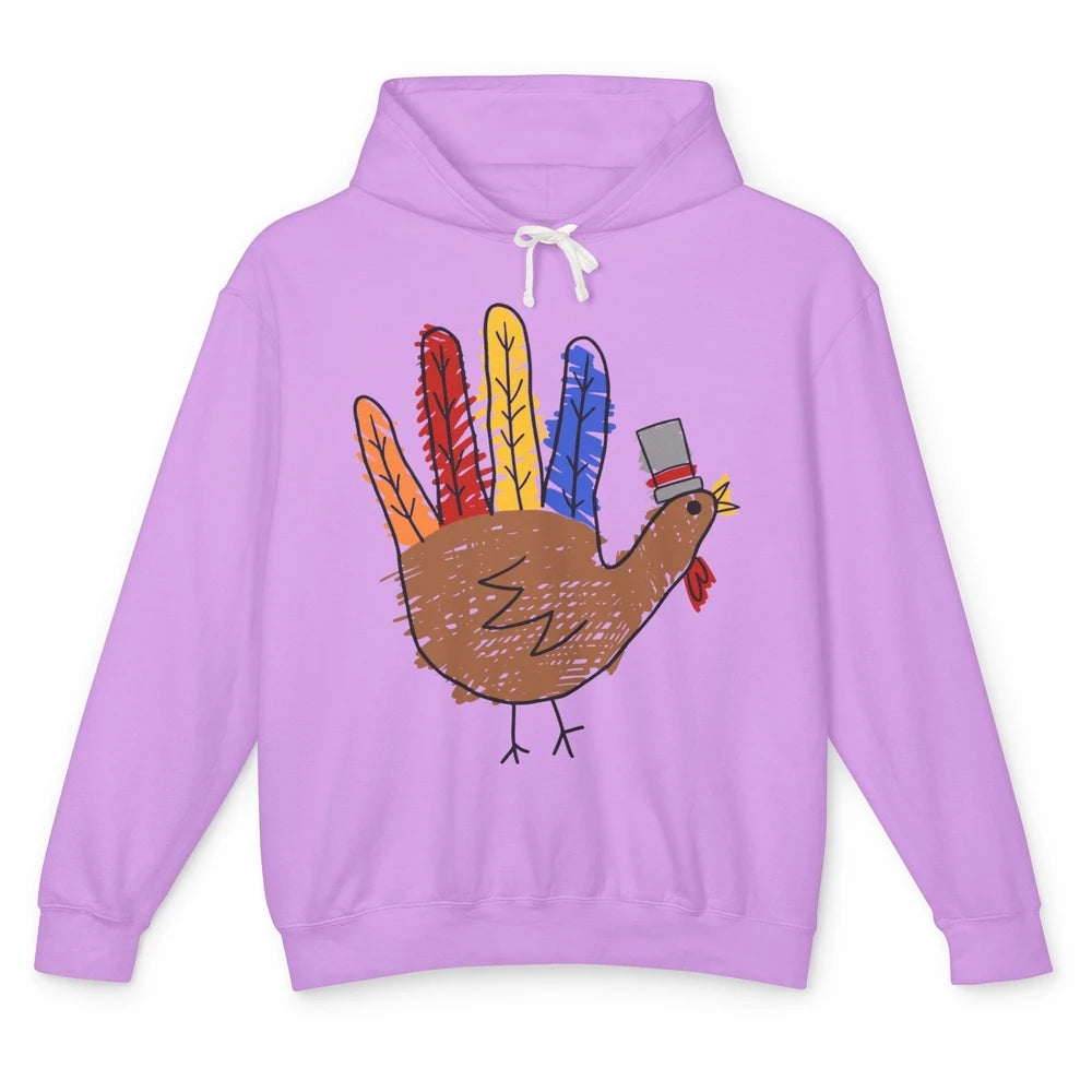 Thanksgiving Hand Turkey Funny Thanksgiving Teacher Thankful Unisex Lightweight Hoodie