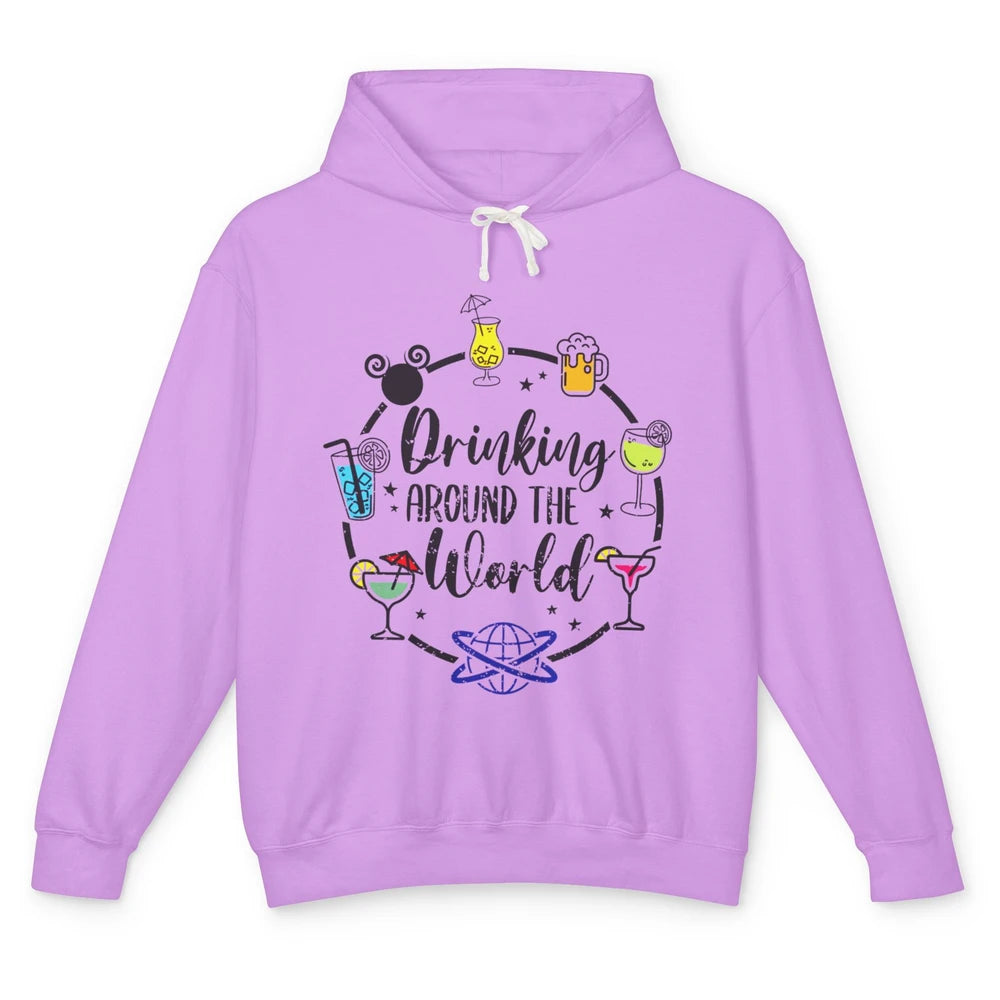 Funny Drinking Around The World Beer Wine Drinking Day Retro Unisex Lightweight Hoodie