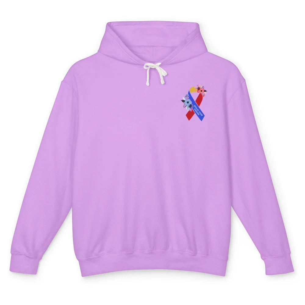 Thoracic Outlet Syndrome Awareness Floral Blue Red Ribbon Unisex Lightweight Hoodie