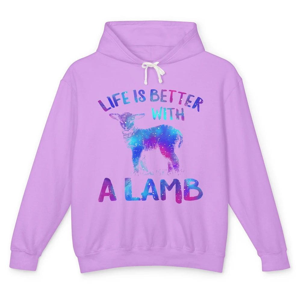 Life Better With Lamb Baby Sheep Shepherd Farm Animal Farmer Unisex Lightweight Hoodie