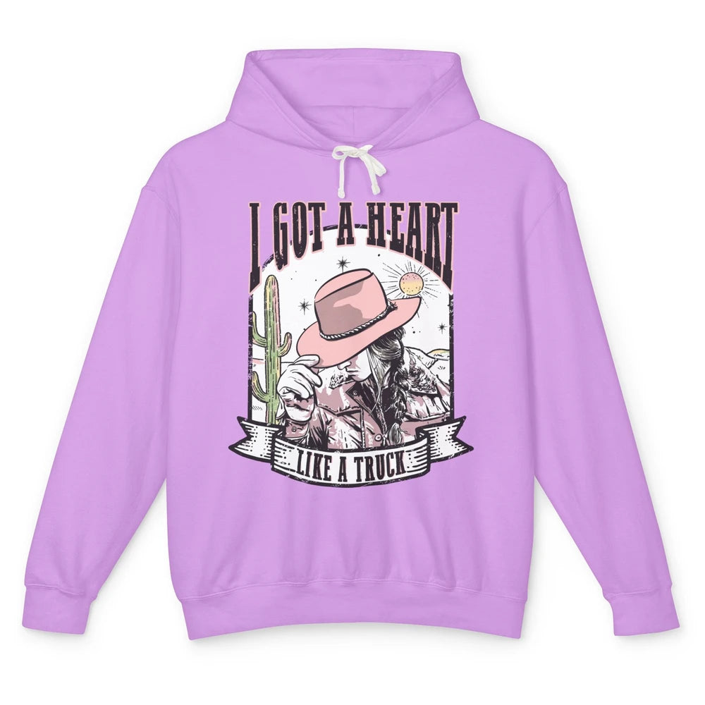 Retro Desert Cowgirl I Got A Heart Like A Truck Western Unisex Lightweight Hoodie