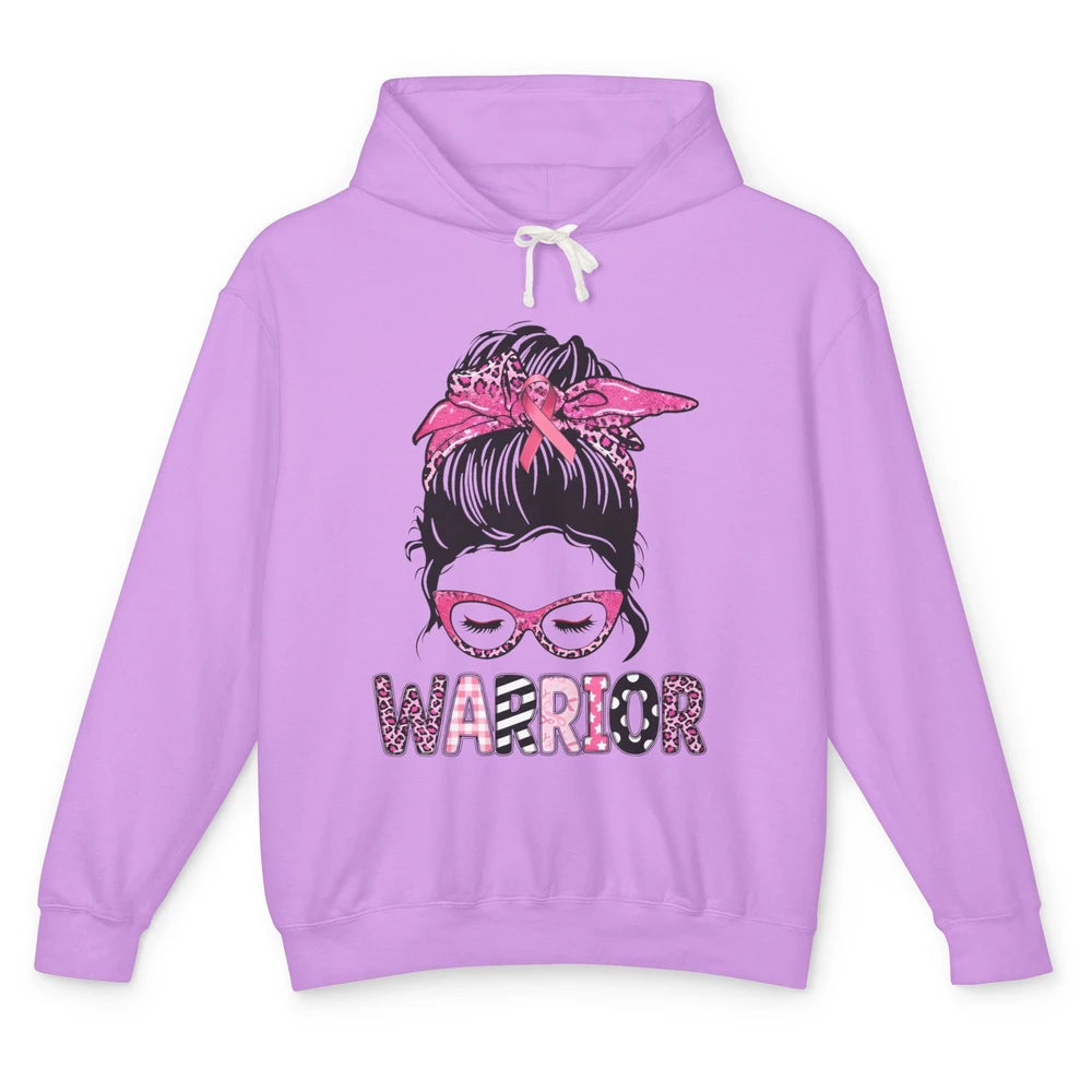 Warrior Fights Cancer Pink Leopard Ribbon Cancer Awareness Unisex Lightweight Hoodie