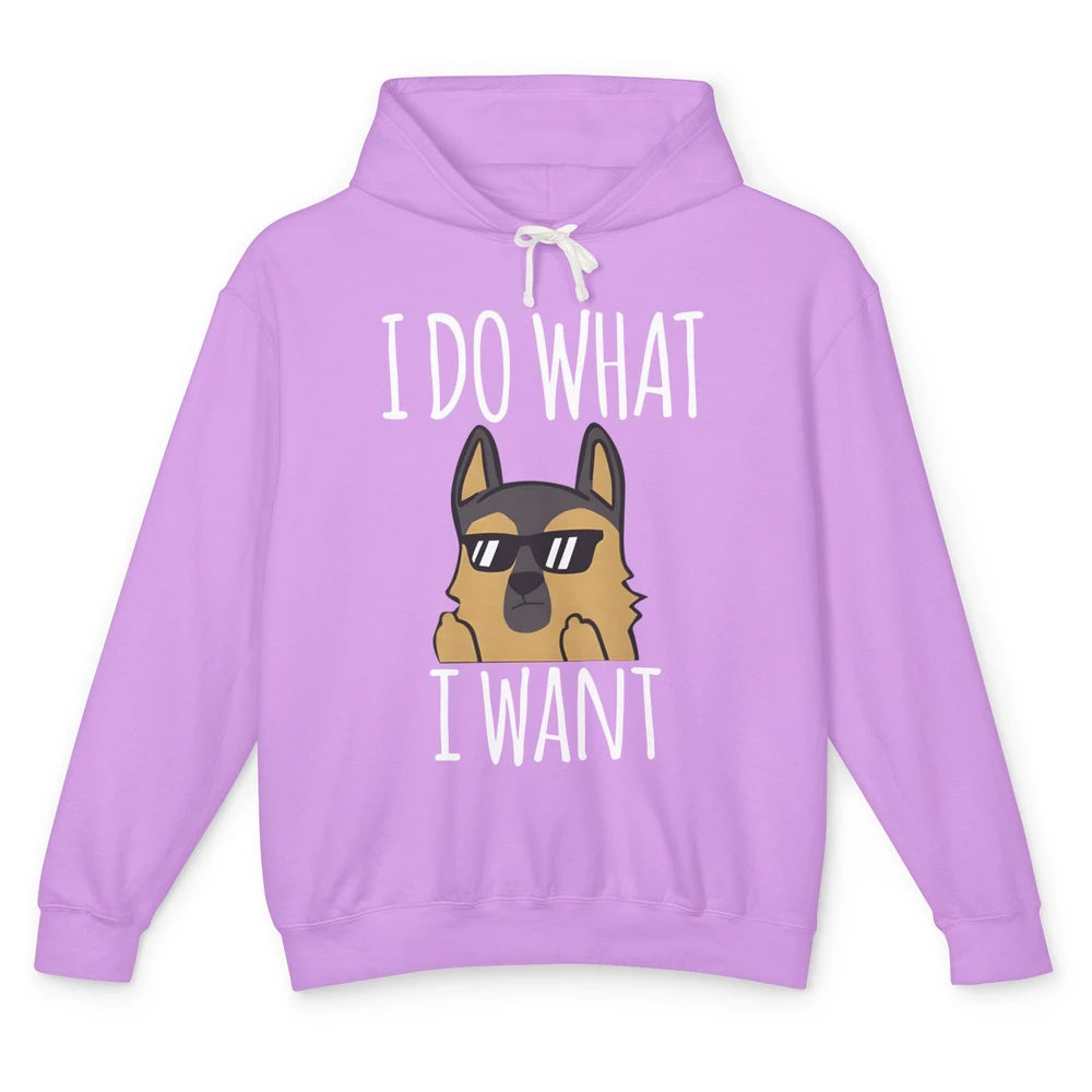 Naughty German Shepherd Glasses I Do What I Want Dog Mom Unisex Lightweight Hoodie