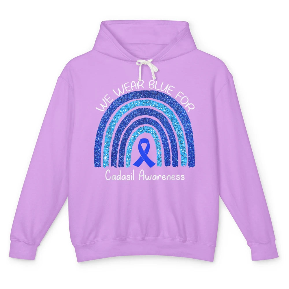 We Wear Blue Rainbow For Cadasil Awareness Month Blue Ribbon Unisex Lightweight Hoodie