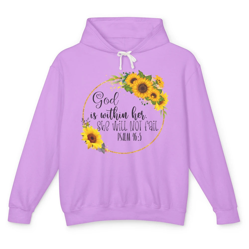 Floral Christian God Is Within Her She Will Not Fall Bible Unisex Lightweight Hoodie