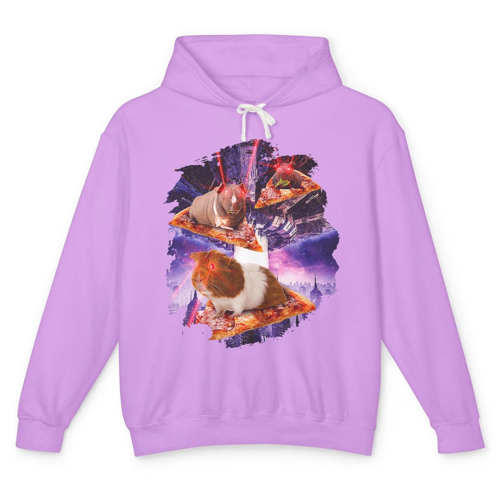 Funny Guinea Pig With Laser Eyes Space Galaxy Animal Hamster Unisex Lightweight Hoodie