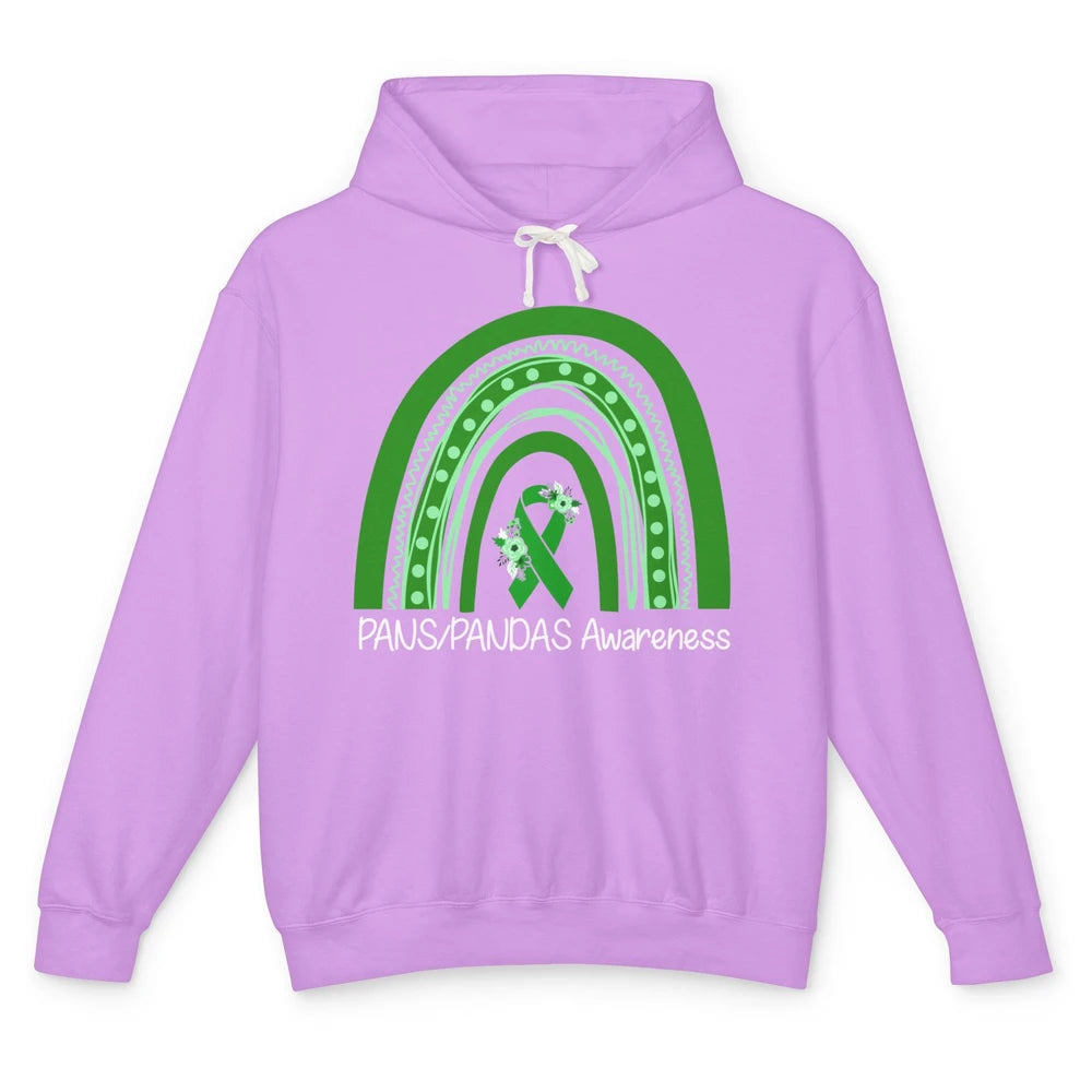 PANS/PANDAS Awareness Floral Green Ribbon Rainbow Pans Unisex Lightweight Hoodie