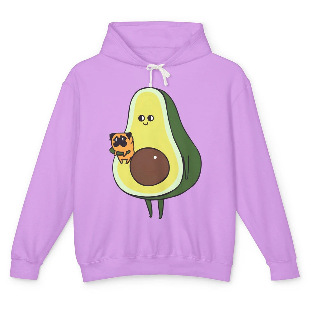 Avocado With Pug Funny Avocado Vegan Pug Lovers Gift Unisex Lightweight Hoodie