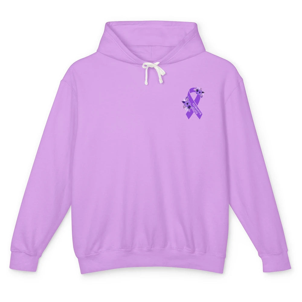 Ulcerative Colitis Awareness Floral Purple Ribbon Colitis Unisex Lightweight Hoodie