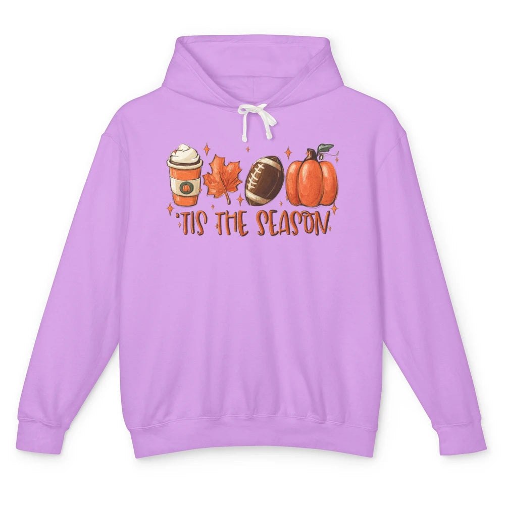 Pumpkin Spice Football Tis The Season Fall Thanksgiving Gift Unisex Lightweight Hoodie