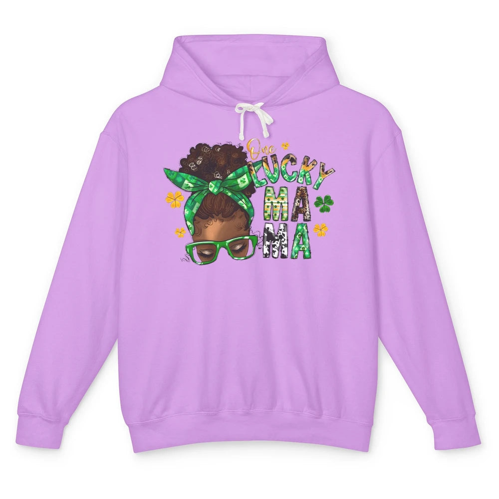 One Lucky Mama Afro Mom St Patrick's Day Black Mother Gift Unisex Lightweight Hoodie