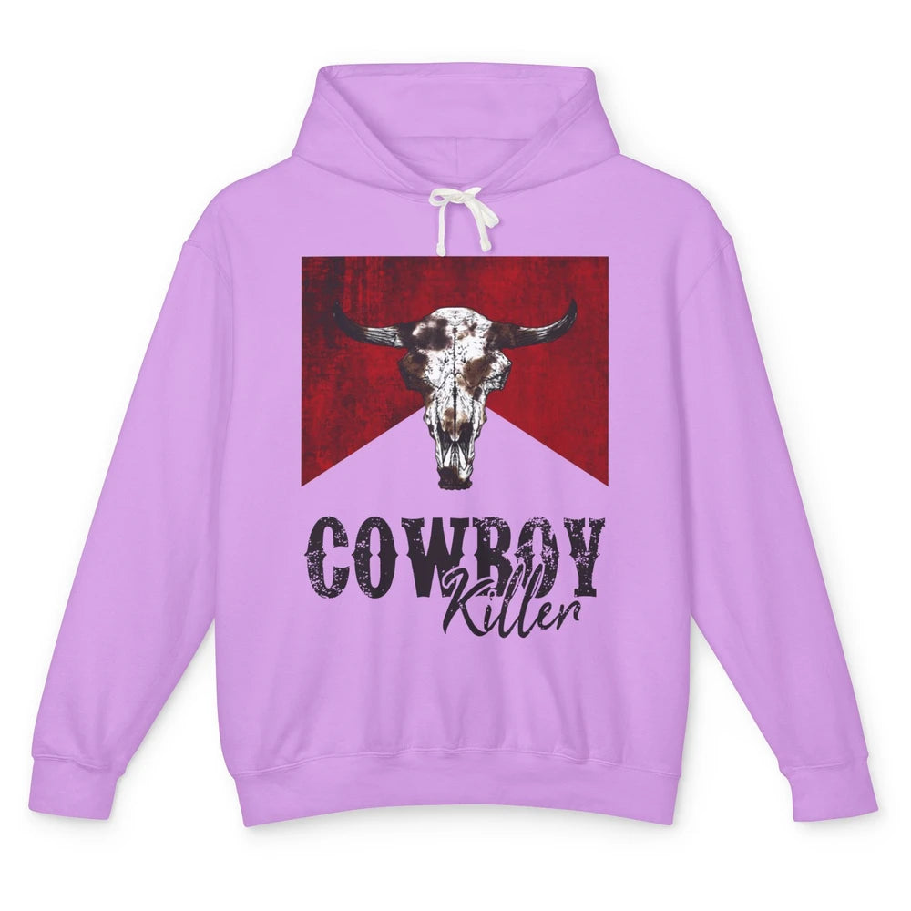 Retro Cow Skull Cowboy Killer Western Country Cowgirl Gift Unisex Lightweight Hoodie