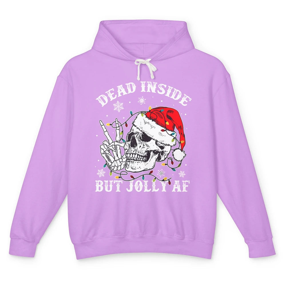 Skeleton Christmas Dead Inside But Jolly AF Merry Christmas Unisex Lightweight Hoodie