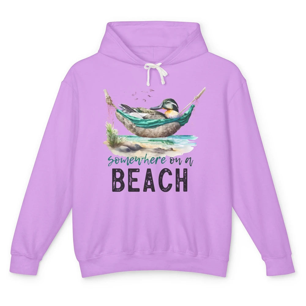 Mallard Duck Somewhere On A Beach Funny Duck Hunting Summer Unisex Lightweight Hoodie