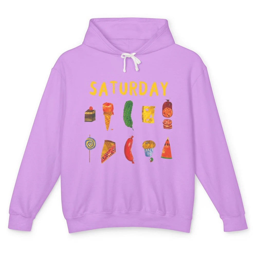 Funny Hungry Caterpillars Saturday Fruit Vegan Vegetable Pun Unisex Lightweight Hoodie