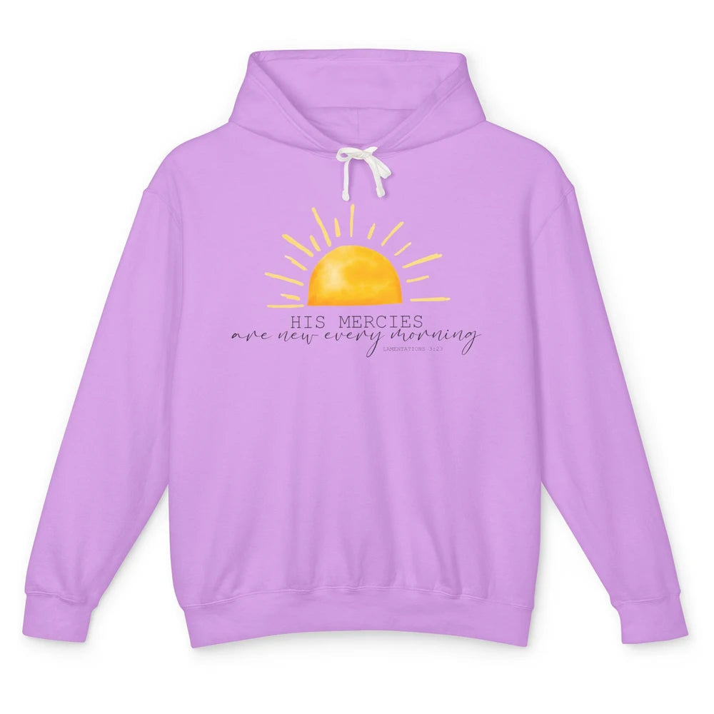 Retro Sunshine His Mercies Are New Every Morning Christian Unisex Lightweight Hoodie