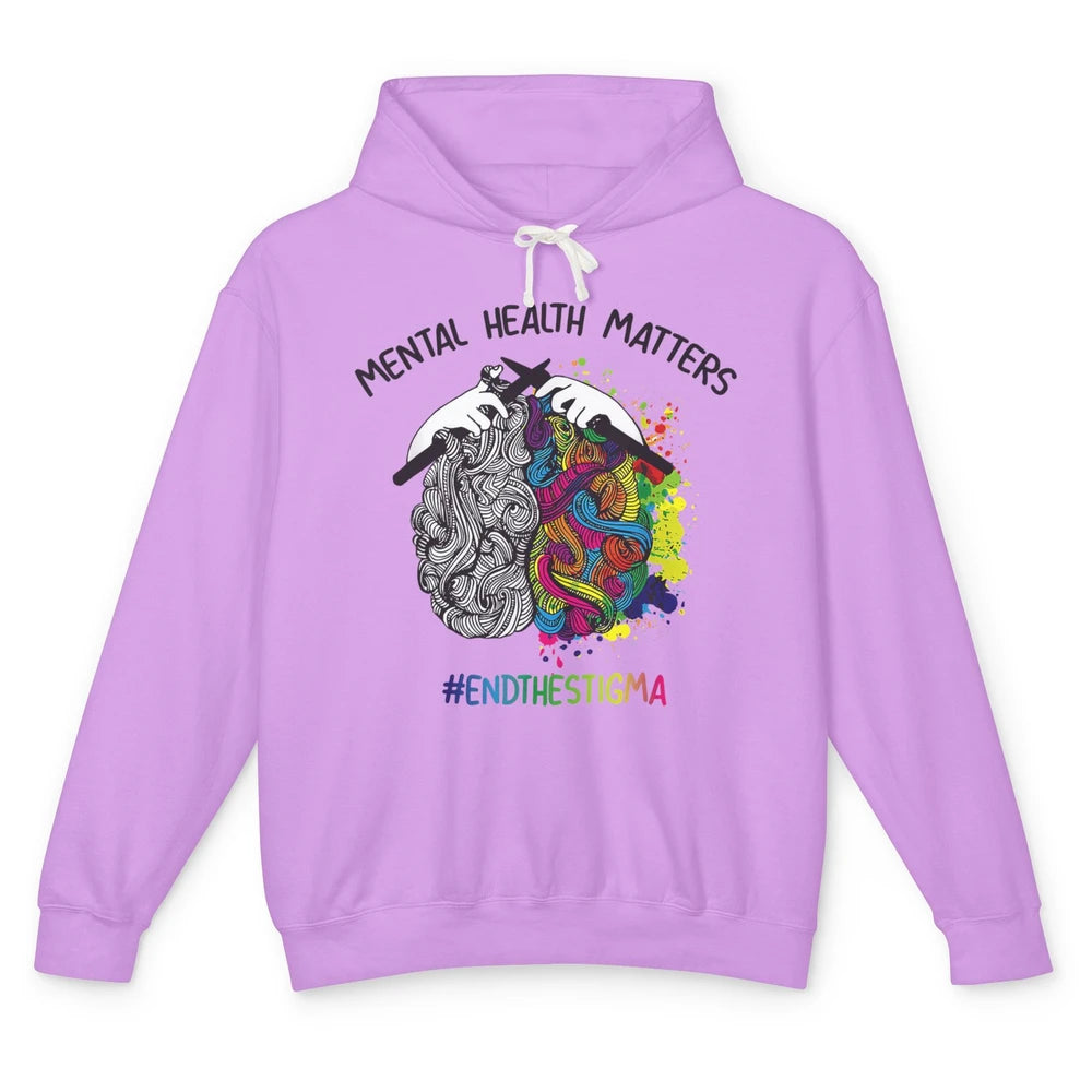 Brain Knitting Mental Health Matters Awareness Crochet Quilt Unisex Lightweight Hoodie