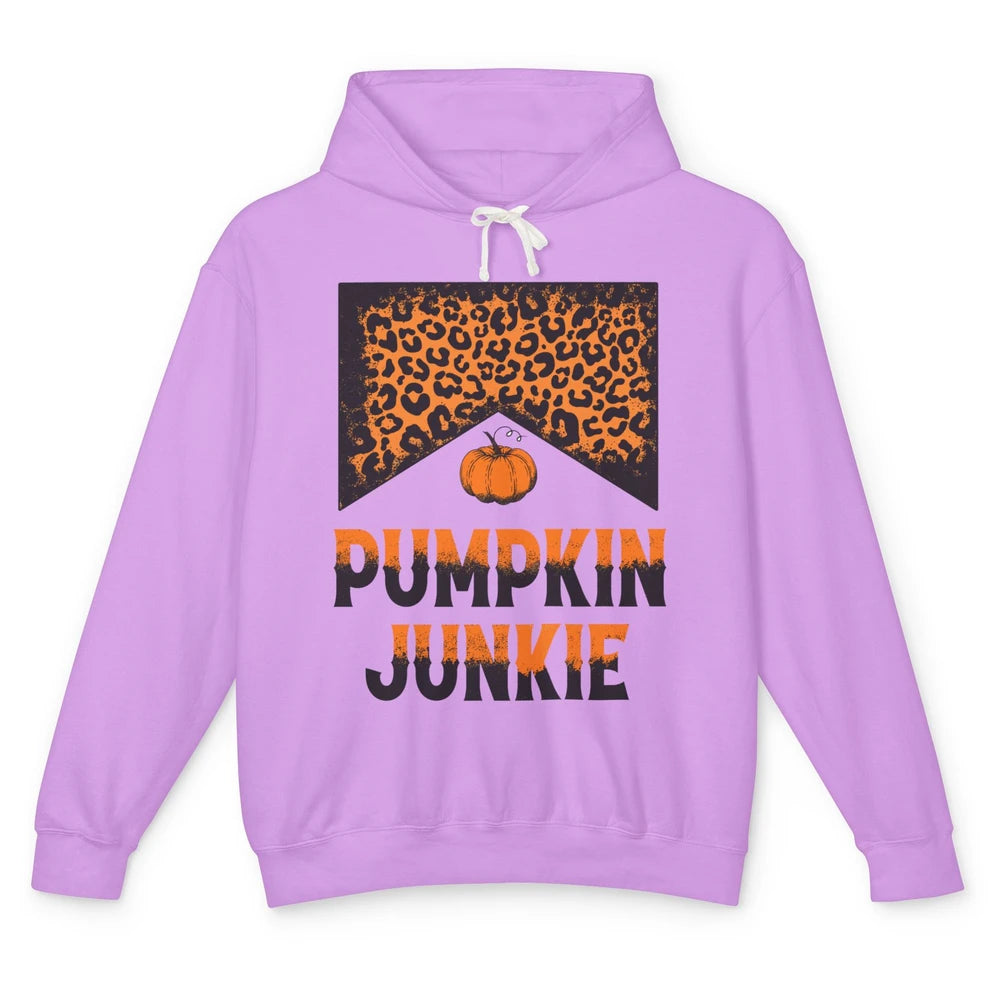 Retro Pumpkin Junkie Leopard Thanksgiving Western Country Unisex Lightweight Hoodie