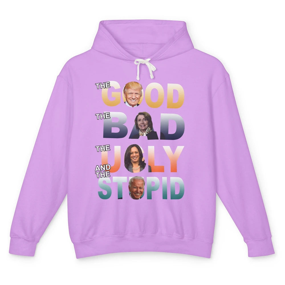 Funny Trump 2024 The Good The Bad The Stupid Anti Biden Gift Unisex Lightweight Hoodie