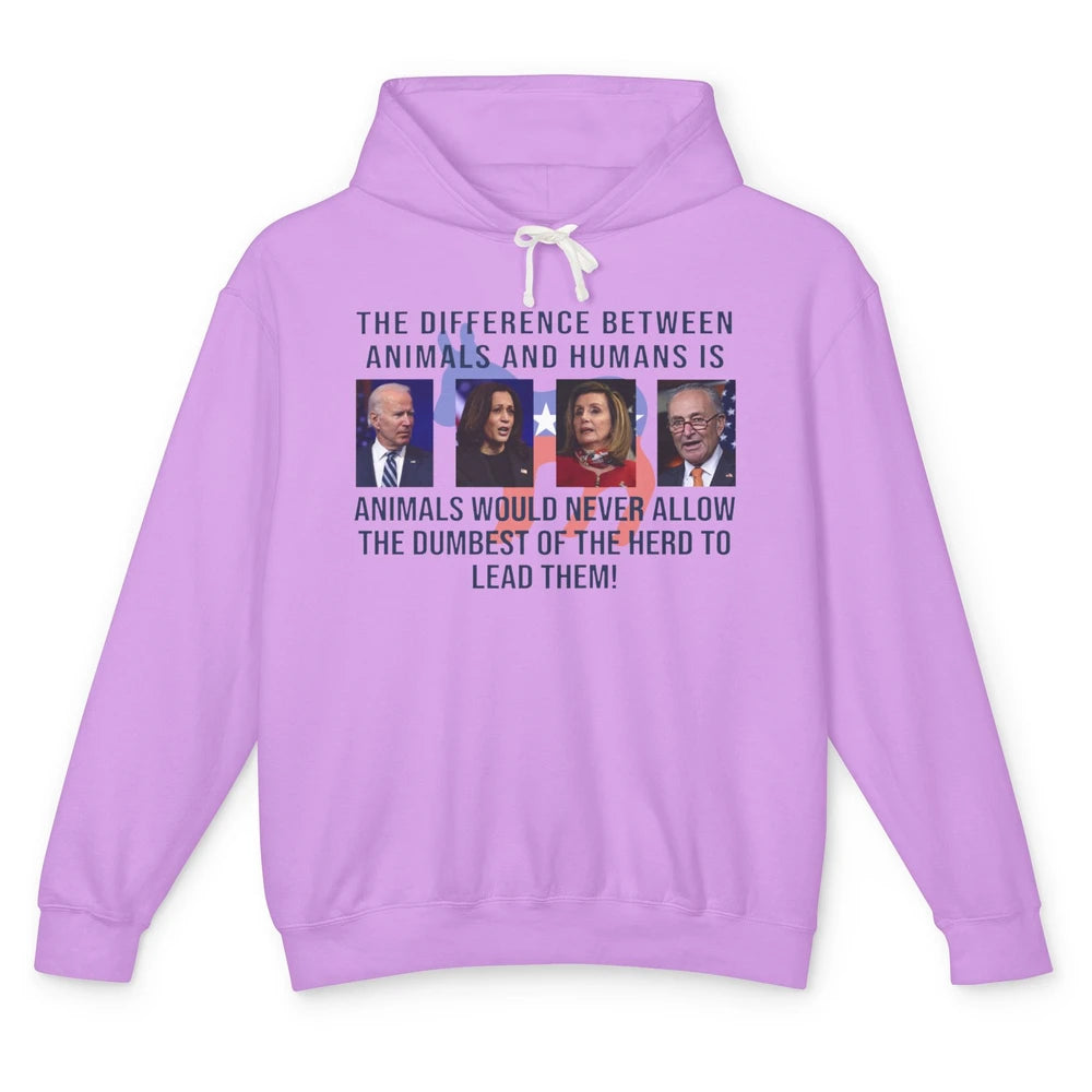 Funny Anti Biden Never Allow The Dumbest To Lead Democrats Unisex Lightweight Hoodie