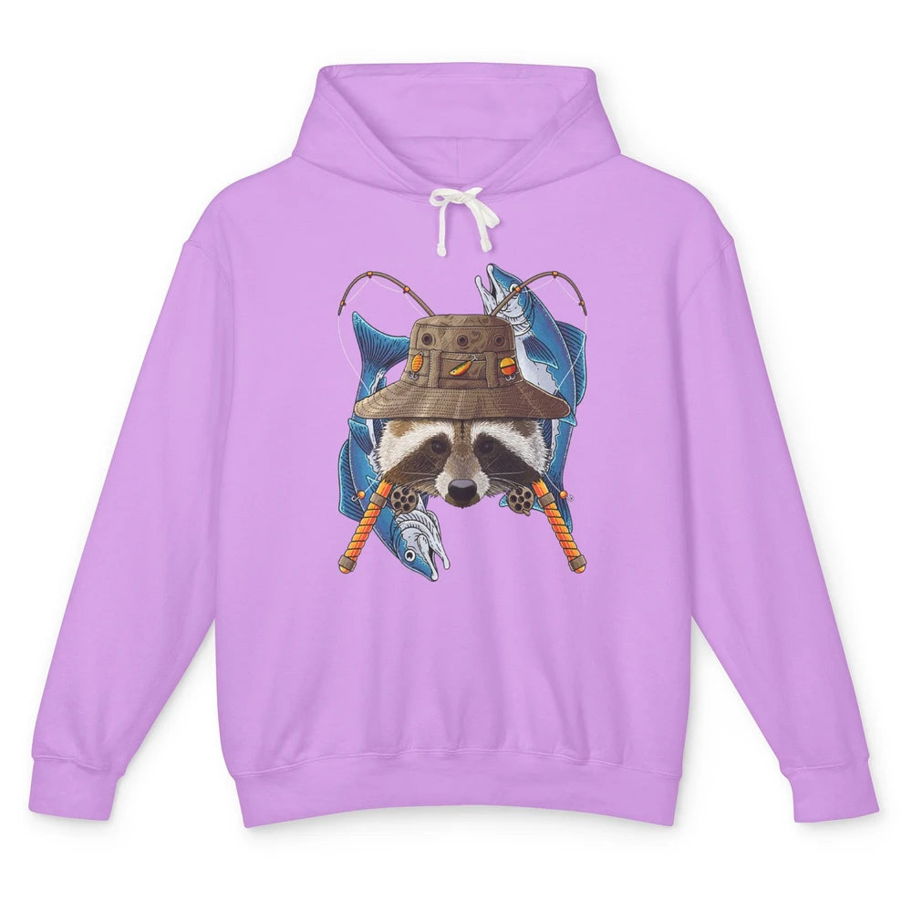 Fishing Raccoon Outdoor Fisherman Animal Vintage Fish Reels Unisex Lightweight Hoodie