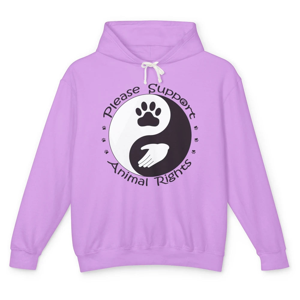 Please Support Animal Rights Pet Rescuer Paw Yin Yang Adopt Unisex Lightweight Hoodie