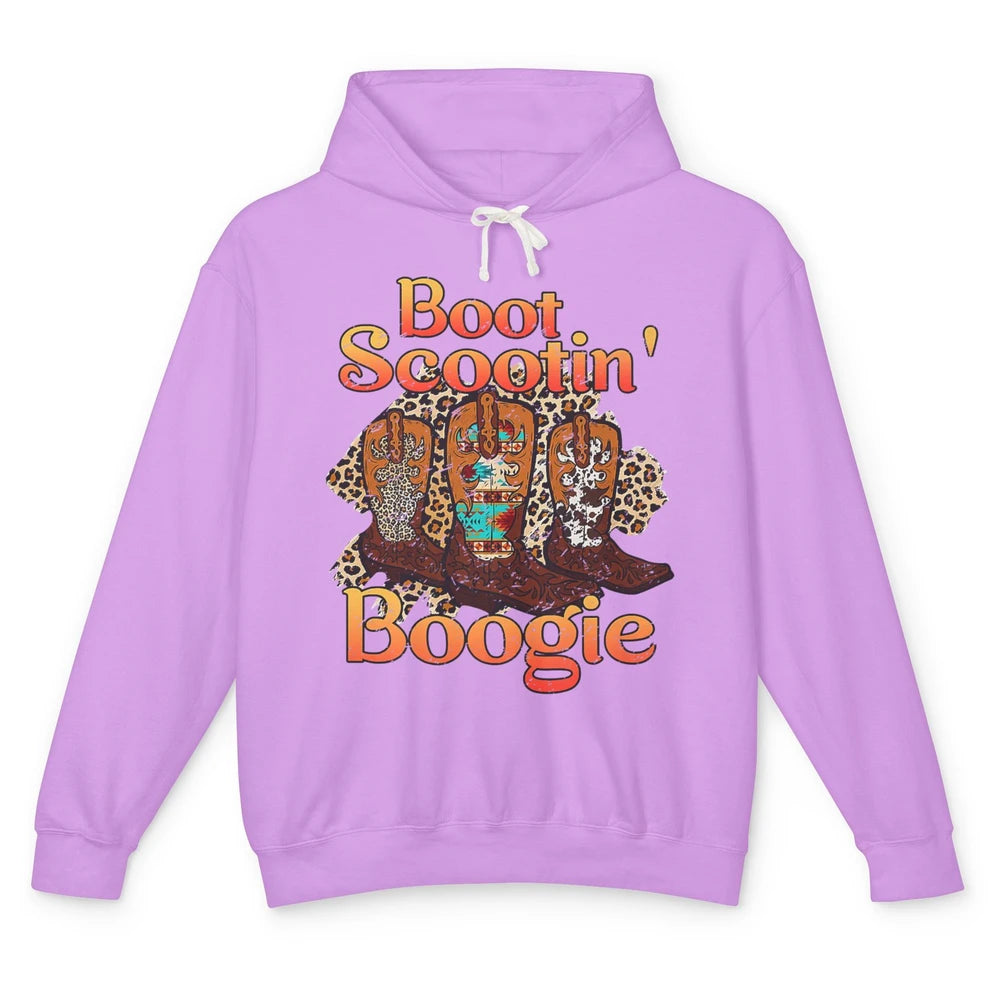 Leopard Cowboy Boots Rodeo Scooting Boogie Western Country Unisex Lightweight Hoodie