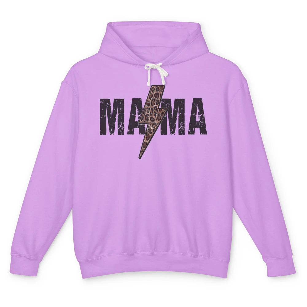 Mama Lightning Bolt Leopard Cheetah Print Mom Mothers Day Unisex Lightweight Hoodie