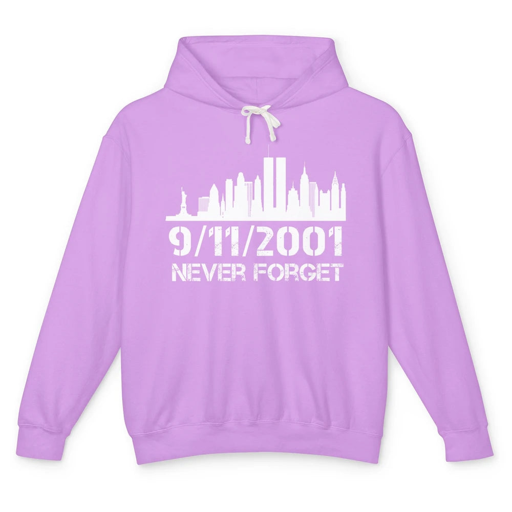 Never Forget 9/11 20th Anniversary Patriot Memorial Day Unisex Lightweight Hoodie