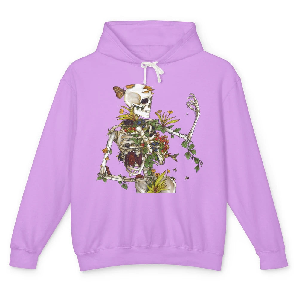 Skeleton Plant Bones and Botany Gardening Plant Lovers Unisex Lightweight Hoodie