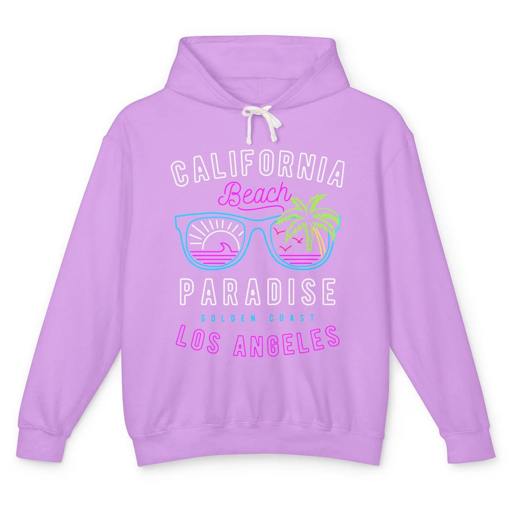 California Beach Paradise Los Angeles Golden Coast Neon 80s Unisex Lightweight Hoodie