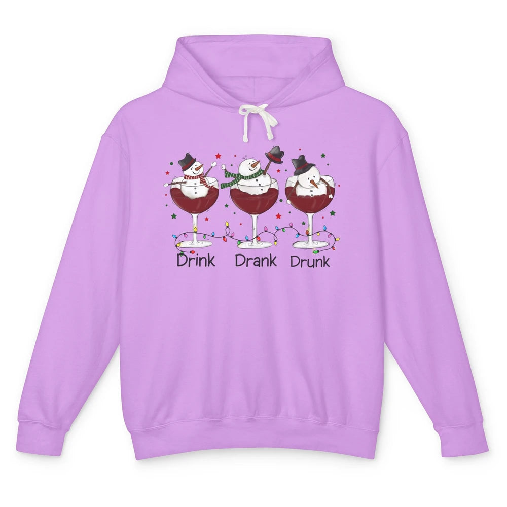 Funny Snowman Wine Christmas Drink Drank Drunk Christmas Unisex Lightweight Hoodie