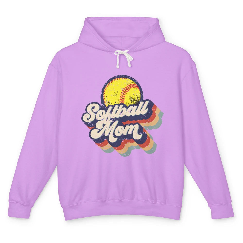 Retro Softball Mom Catcher Pitcher Mothers Softball Player Unisex Lightweight Hoodie