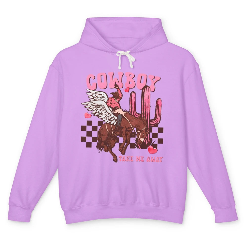 Take Me Away Valentine Cowboy Rodeo Horse Riding Western Unisex Lightweight Hoodie