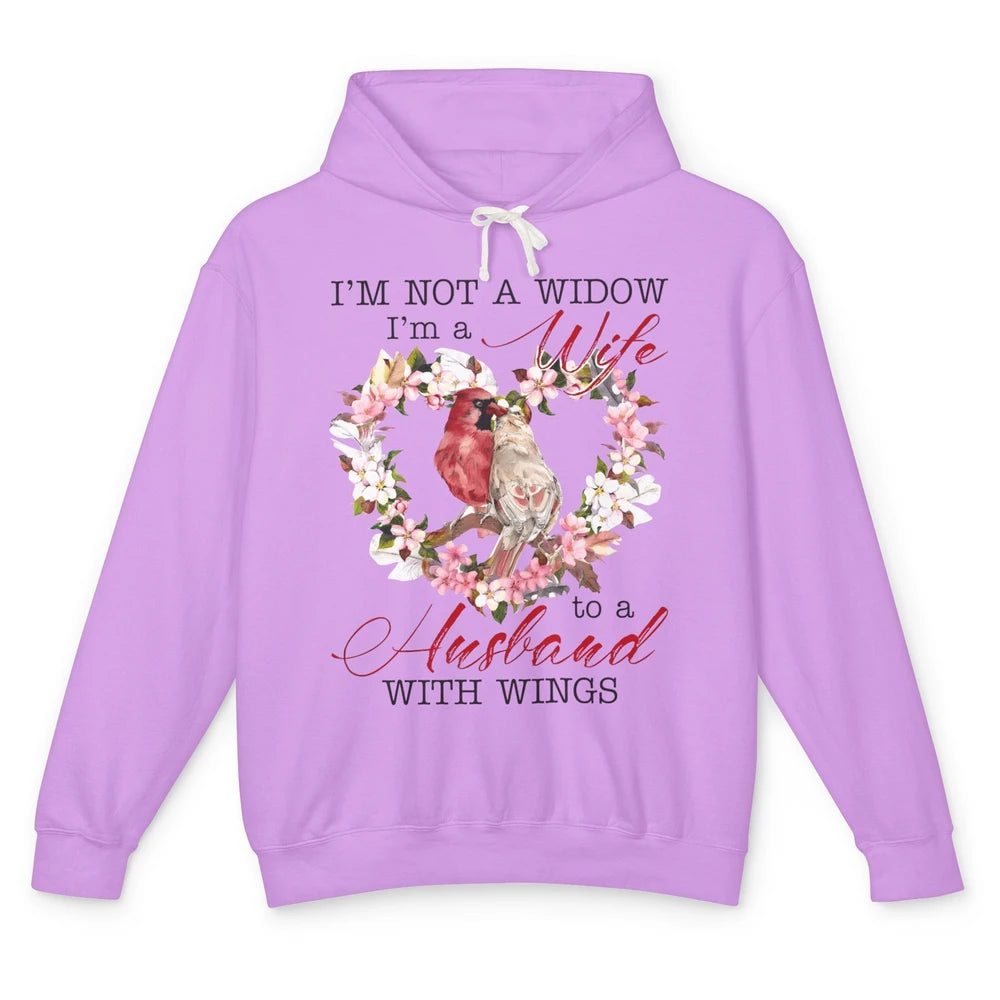 Cardinal Husband In Heaven I'm Not Widow Angel Loving Memory Unisex Lightweight Hoodie