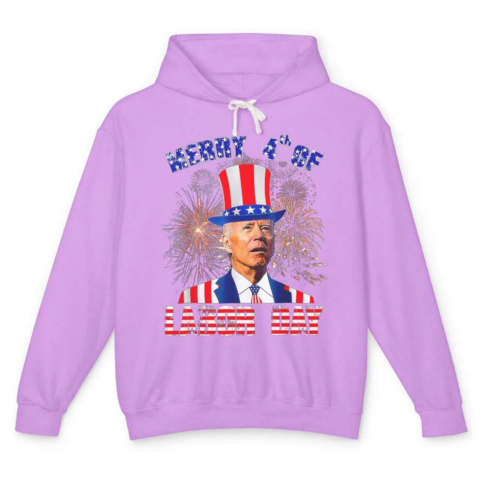 Funny Joe Biden Merry 4th Of Labor Day Humor American Flag Unisex Lightweight Hoodie