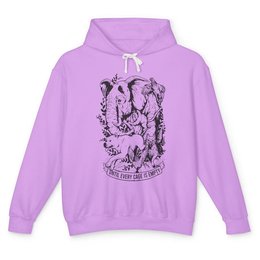 Until Every Cage Empty Farm Animal Rights Vegan Vegetarian Unisex Lightweight Hoodie