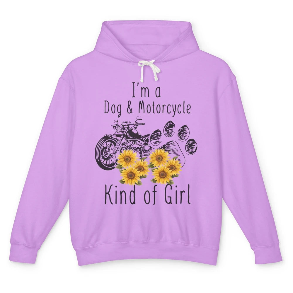 Retro Sunflower Motorbike I'm Dog Motorcycle Kinda Girl Gift Unisex Lightweight Hoodie