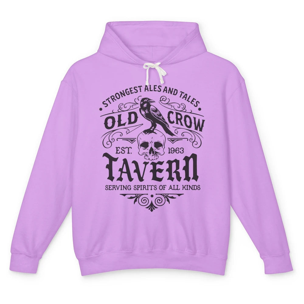 Retro Halloween Black Crow Old Crow Tavern Est 1693 Magic Unisex Lightweight Hoodie