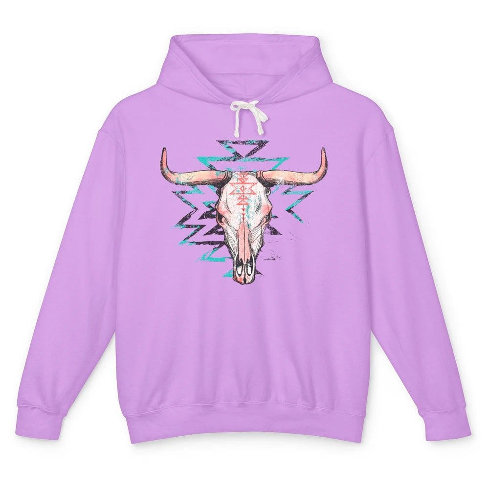 Boho Bull Skull Aztec Rodeo Desert Spirit Western Country Unisex Lightweight Hoodie