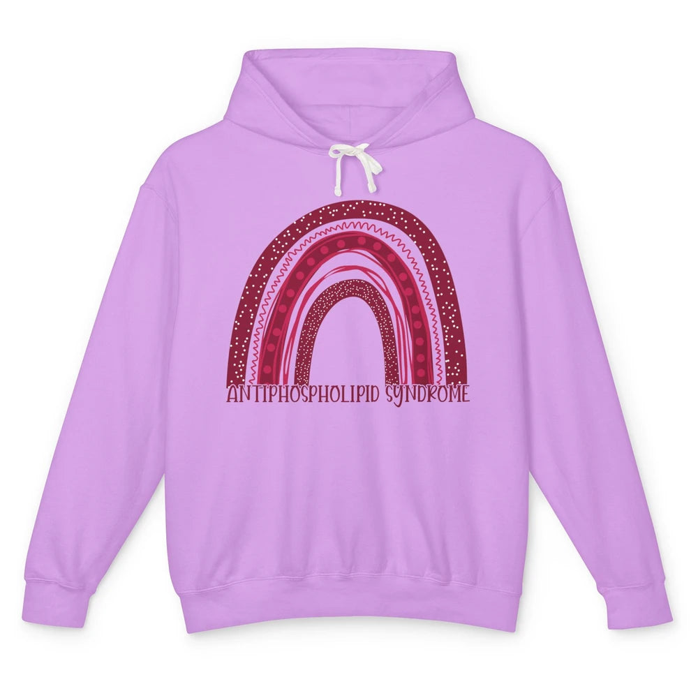 Antiphospholipid Syndrome Awareness APS Burgundy Rainbow Unisex Lightweight Hoodie