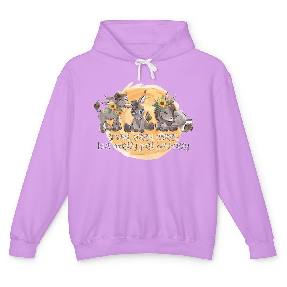 Cute Donkey Sunflower Sweet Sassy Classy Donkey Lovers Gift Unisex Lightweight Hoodie