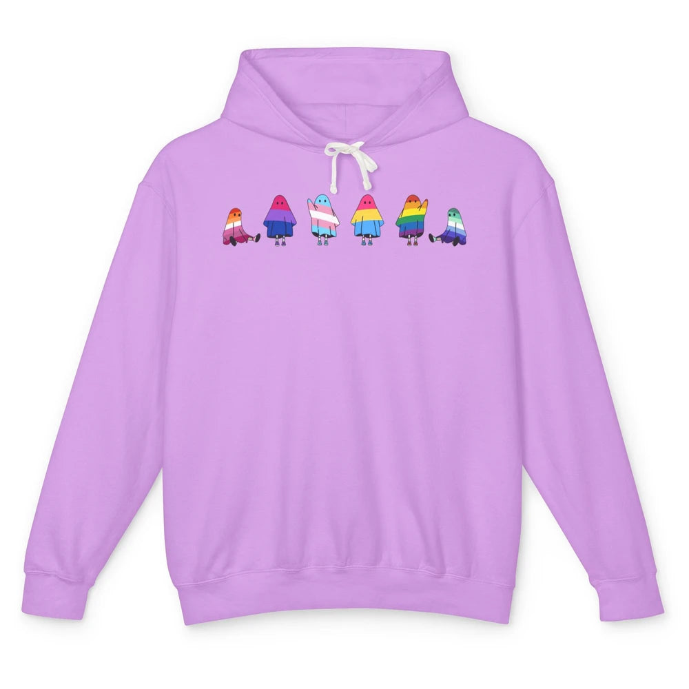 Cute Gay Baby Ghosts Spooky LGBTQ Lesbian Gay Pride Month Unisex Lightweight Hoodie