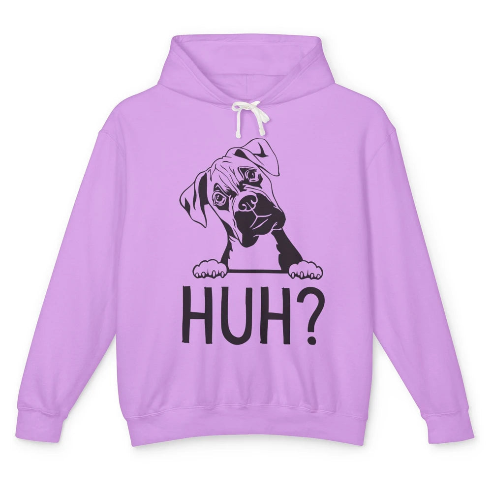 Funny Boxer Dog Black White Huh? Dog Boxer Lovers Gift Unisex Lightweight Hoodie