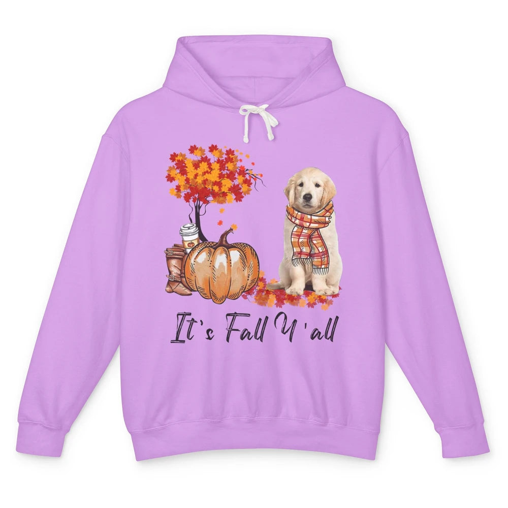 Golden Retriever Pumpkin Happy Fall Yall Autumn Thanksgiving Unisex Lightweight Hoodie