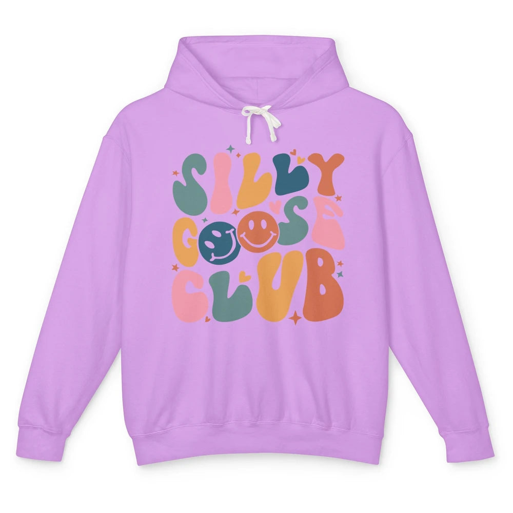 Funny Goose Silly Goose Club Retro Groovy Sarcastic Goose Unisex Lightweight Hoodie