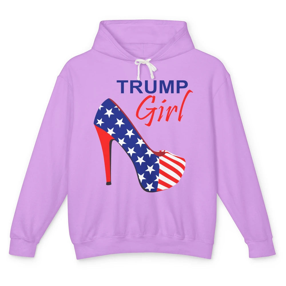 Trump Girl American Flag High Heels Republican Trump Support Unisex Lightweight Hoodie