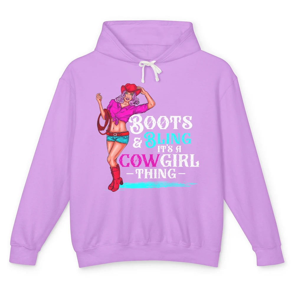 Cowgirl Boots And Bling It's Cowgirl Things Western Country Unisex Lightweight Hoodie