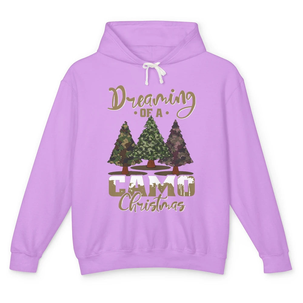 Christmas Tree Dreaming Of A Camo Christmas Veteran Gift Unisex Lightweight Hoodie