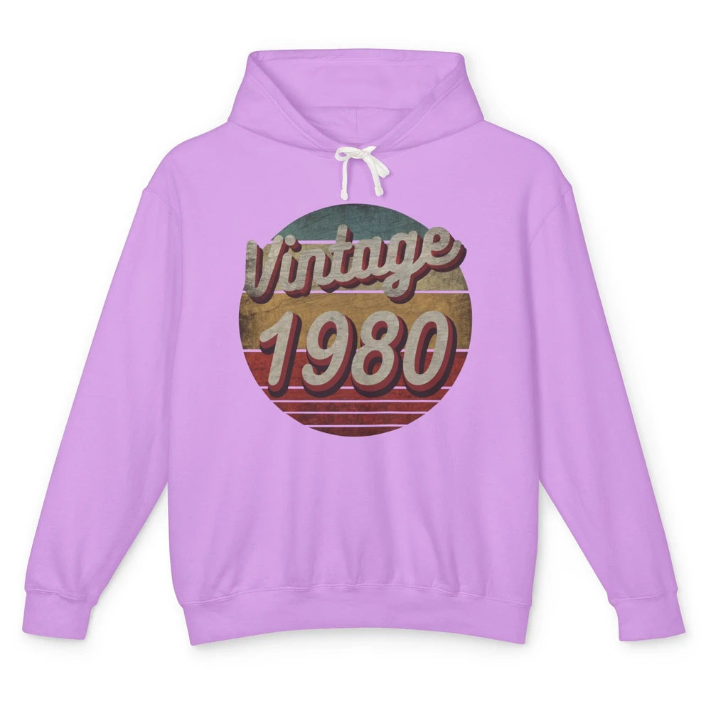 Retro Vintage 1980 Men Women Birthday Gift Born In 1980s Unisex Lightweight Hoodie